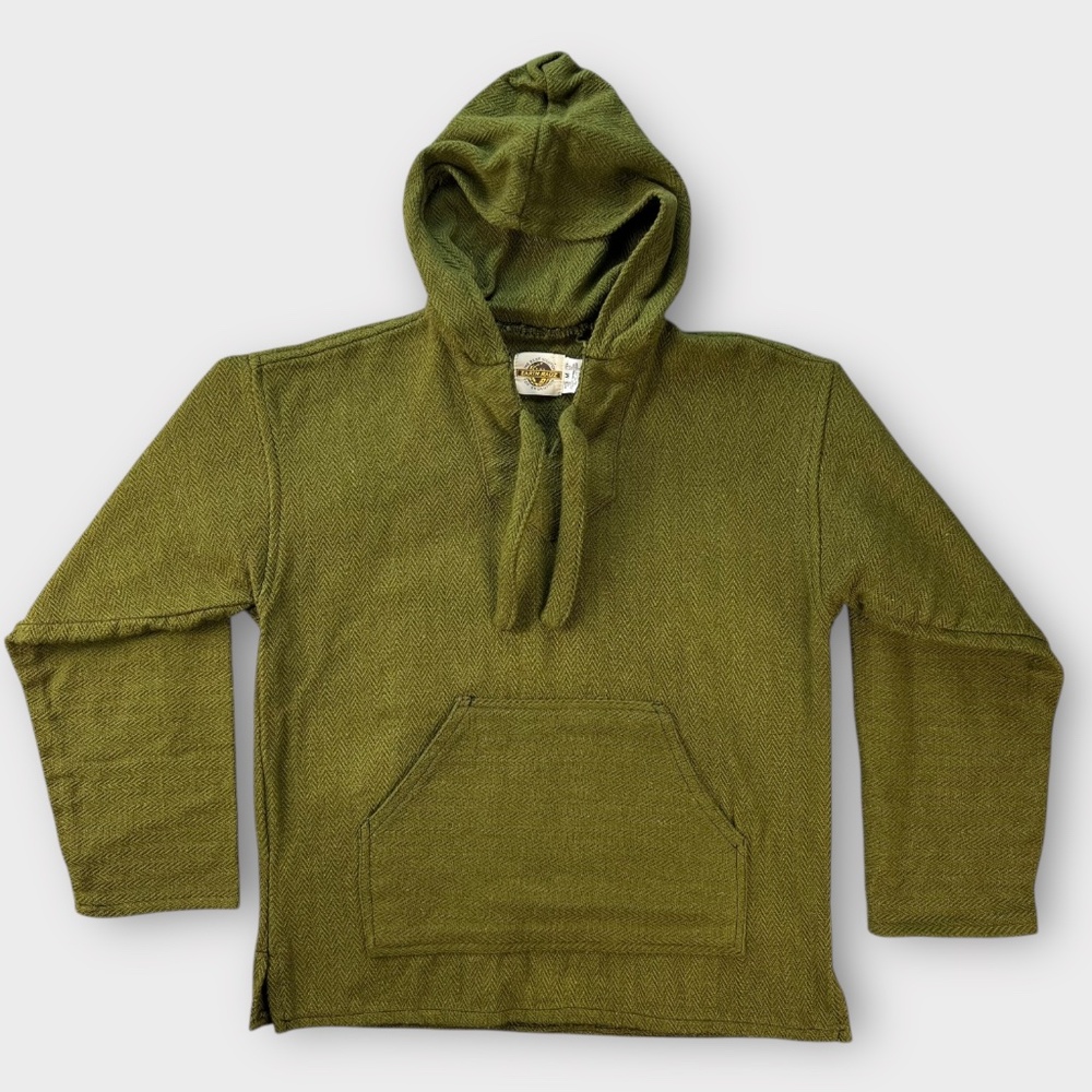 Olive Green Hooded Pullover Sweatshirt